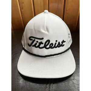 Titleist Golf Hat Rope Style Snapback Adjustable‎ White & Black